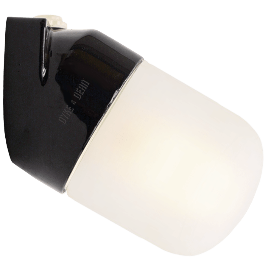 BLACK CERAMIC ANGLE WALL LIGHT FROSTED E27 - DYKE & DEAN