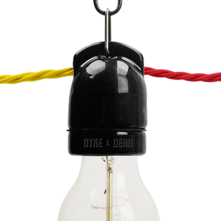 BLACK CERAMIC FESTOON E27 SCREW BULB HOLDER - DYKE & DEAN