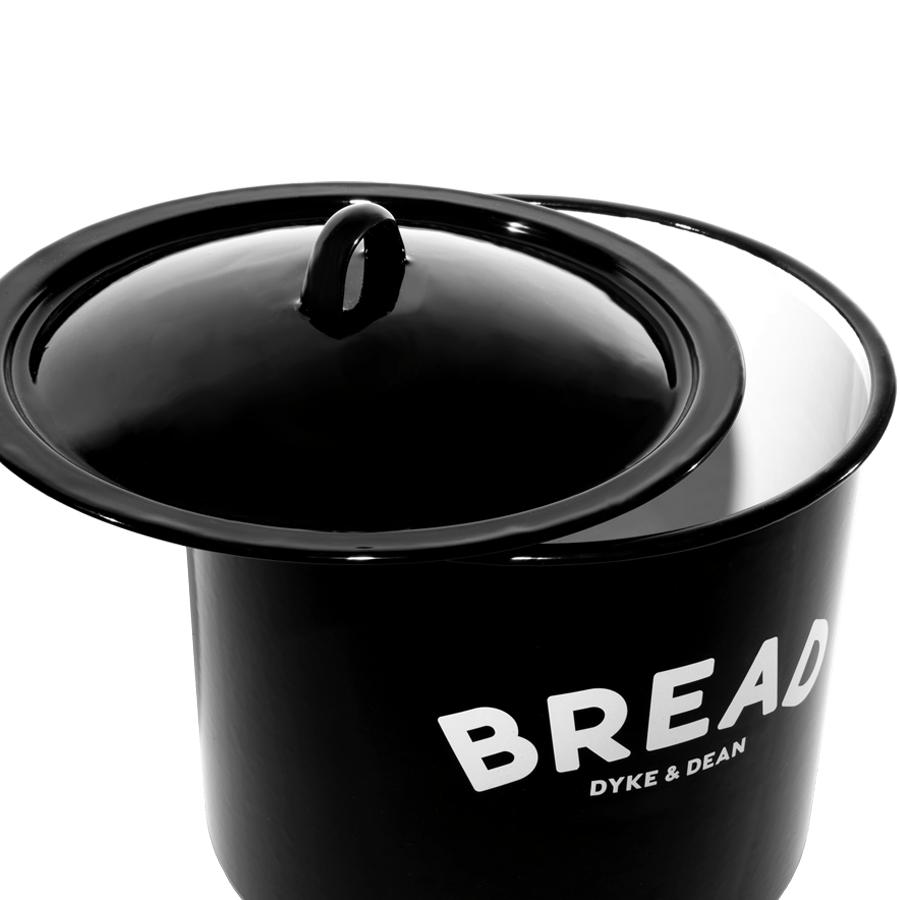 BLACK ENAMEL BREAD BIN - DYKE & DEAN