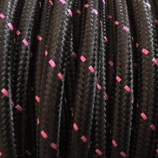 BLACK & PINK FLECKED ROUND FABRIC CABLE - DYKE & DEAN