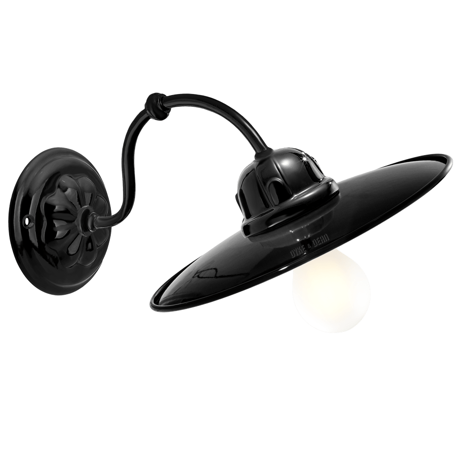 BLACK PORCELAIN VICTORIAN WALL LIGHT - DYKE & DEAN