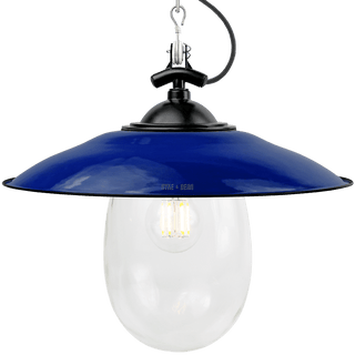 BLUE ENAMEL SHADED BELL JAR LIGHT - OTHER LIGHTS - DYKE & DEAN  - Homewares | Lighting | Modern Home Furnishings