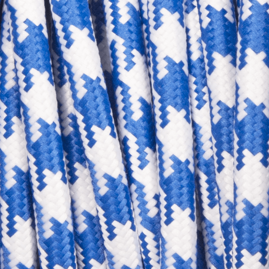 BLUE & WHITE DOG TOOTH ROUND FABRIC CABLE - FABRIC CABLE - DYKE & DEAN  - Homewares | Lighting | Modern Home Furnishings