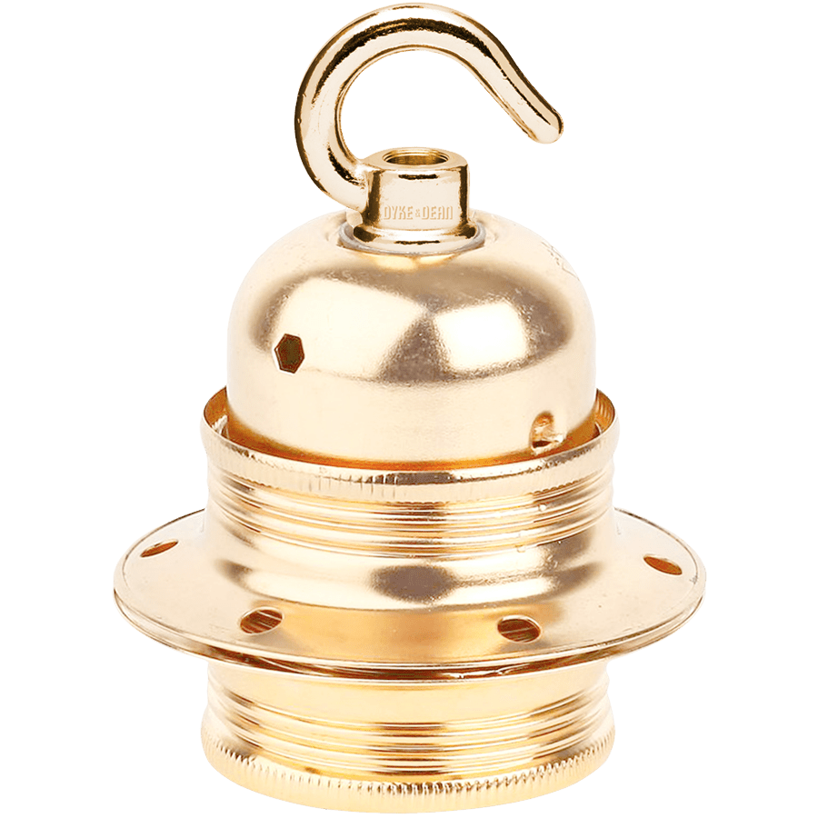 BRASS PLATED HOOKED E27 BULB HOLDER - DYKE & DEAN