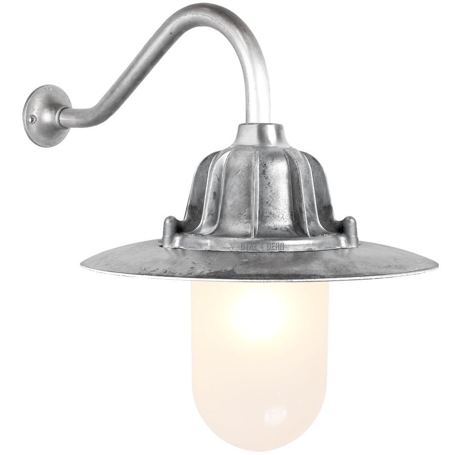 CAST SWAN NECK SHADED LANTERN FROSTED GLASS - DYKE & DEAN