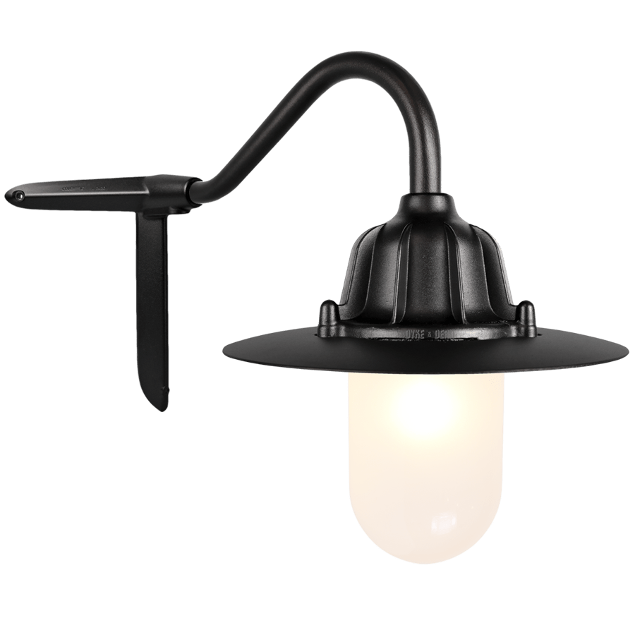 CORNER SWAN NECK SHADED FROSTED LANTERN BLACK - DYKE & DEAN