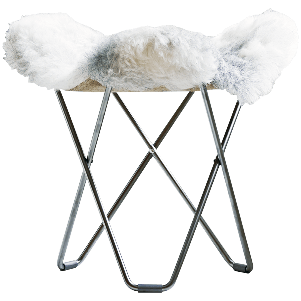 CUERO FLYING GOOSE STOOL GREY SHEEPSKIN - DYKE & DEAN