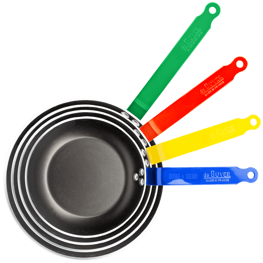 DE BUYER CHOC FRYING PANS BLUE HANDLES - DYKE & DEAN