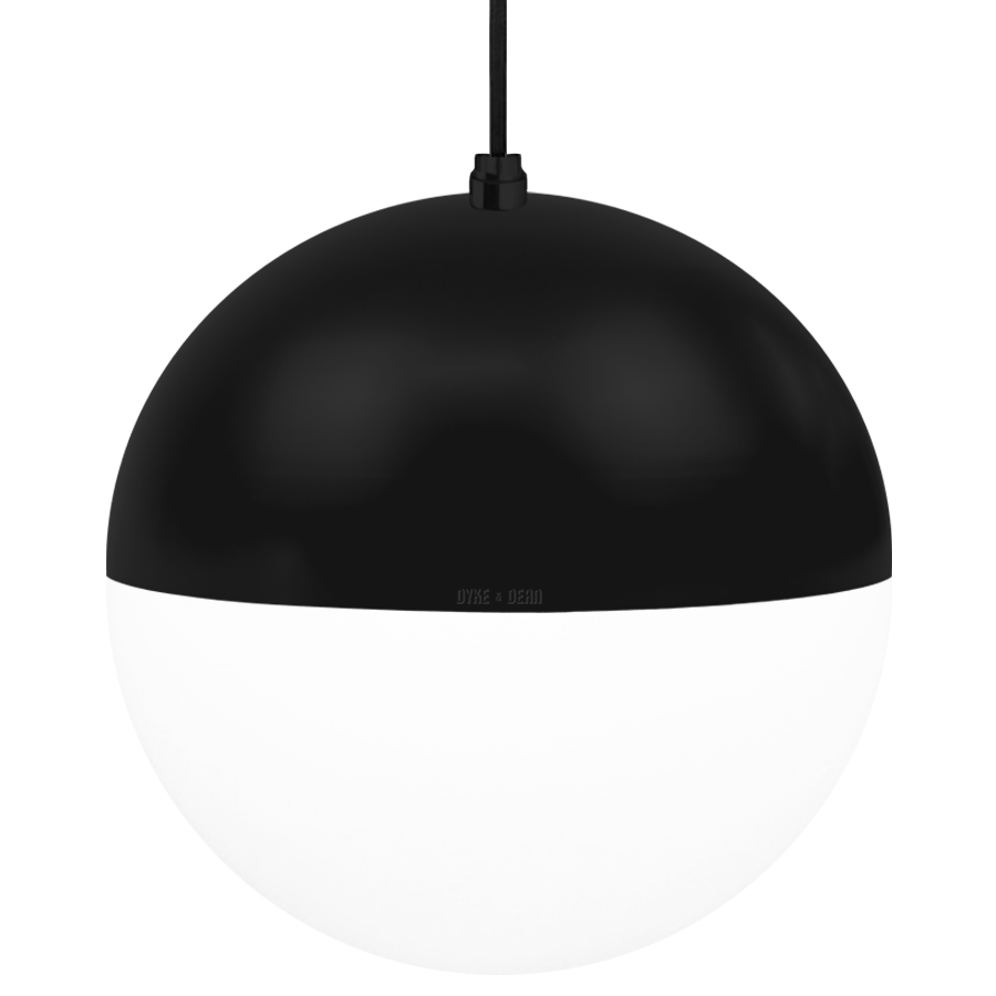 DOME CAPPED OPAL GLOBE PENDANT BLACK 300MM - DYKE & DEAN