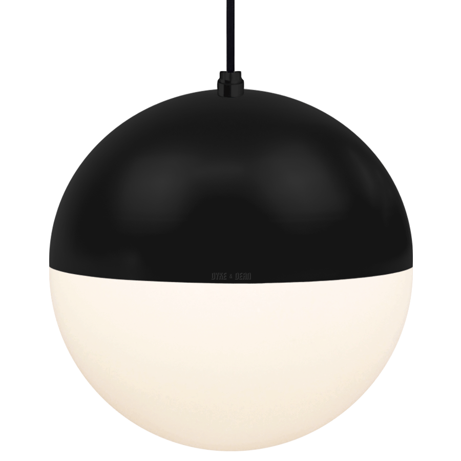 DOME CAPPED OPAL GLOBE PENDANT BLACK 300MM - DYKE & DEAN