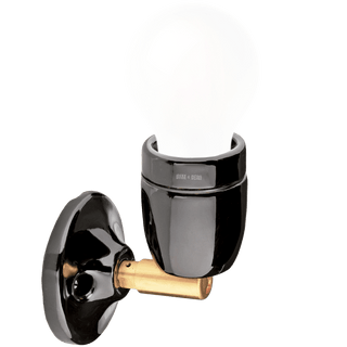 DYKE & DEAN BLACK CERAMIC LAMP BRASS ELBOW - DYKE & DEAN
