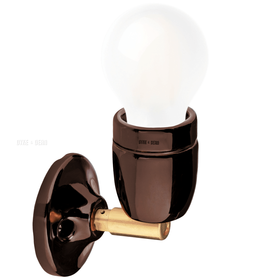 DYKE & DEAN BROWN CERAMIC LAMP BRASS ELBOW - DYKE & DEAN