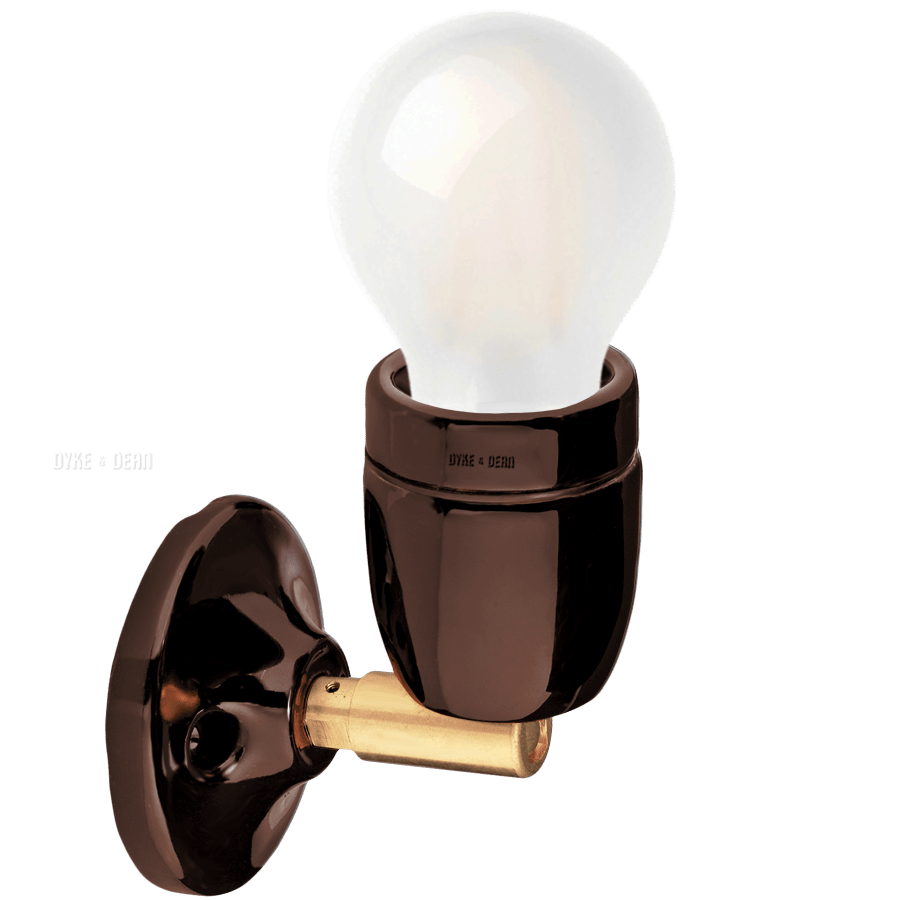 DYKE & DEAN BROWN CERAMIC LAMP BRASS ELBOW - DYKE & DEAN