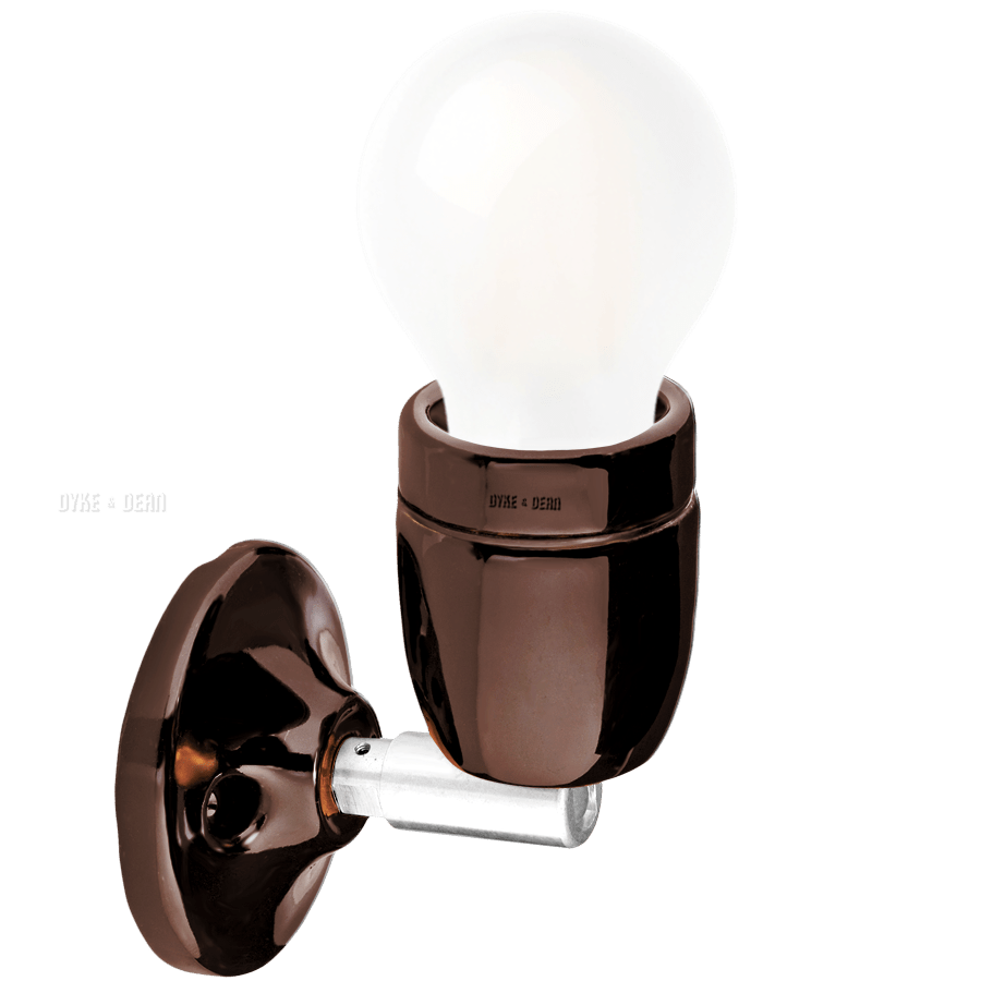 DYKE & DEAN BROWN CERAMIC LAMP CHROME ELBOW - DYKE & DEAN