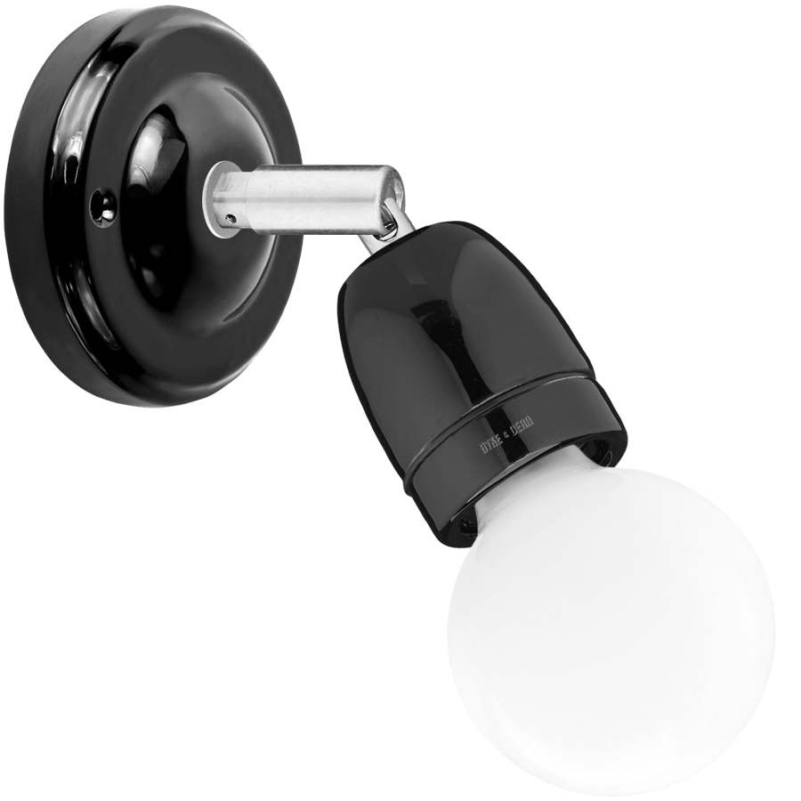 DYKE & DEAN LARGE BLACK CERAMIC LAMP CHROME ELBOW - DYKE & DEAN