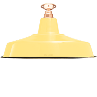 FIXED LARGE CUSTARD ENAMEL SHADE - DYKE & DEAN