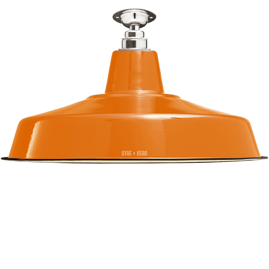 FIXED LARGE ORANGE ENAMEL SHADE - DYKE & DEAN