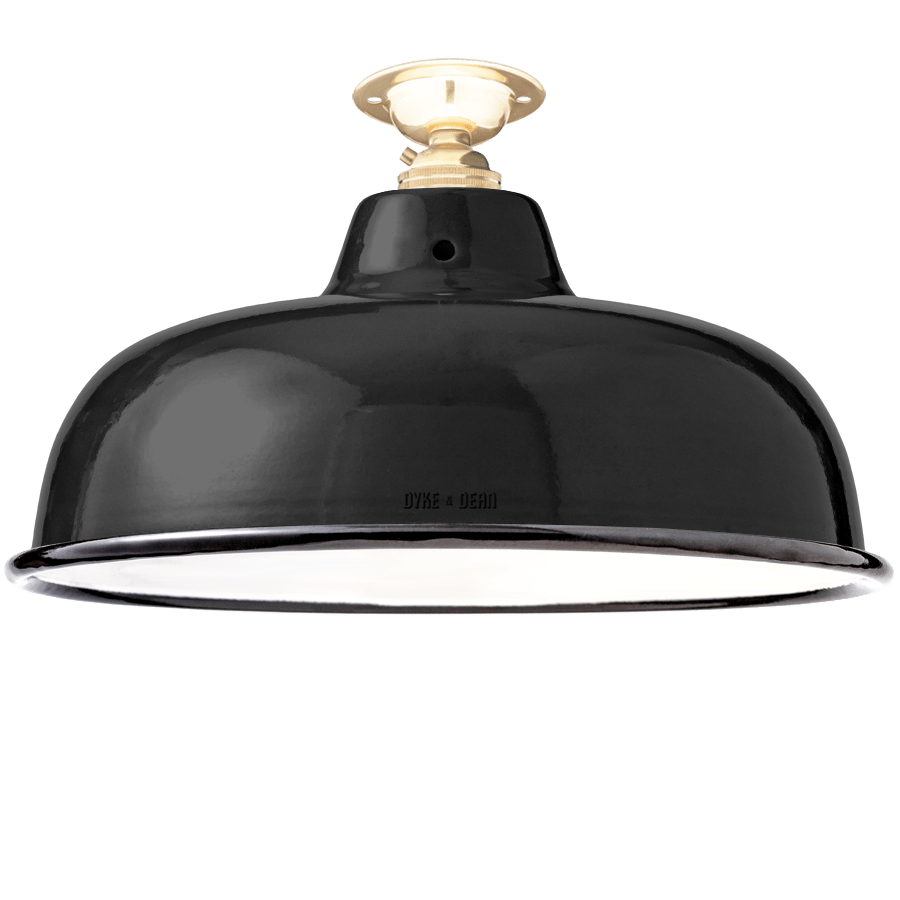 FIXED NECK VENT BLACK ENAMEL SHADE - DYKE & DEAN