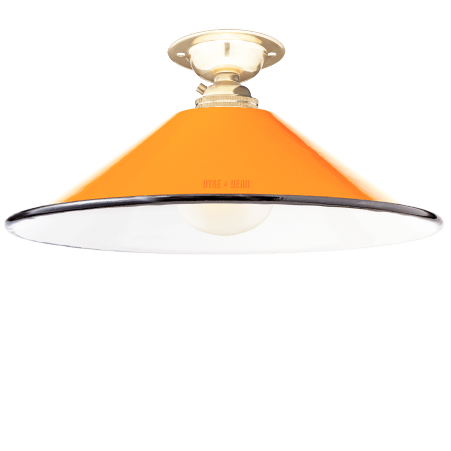 FIXED SMALL ORANGE ENAMEL CONE SHADE - DYKE & DEAN