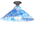 FIXED SPLATTERWARE BLUE ENAMEL CONE SHADE - DYKE & DEAN