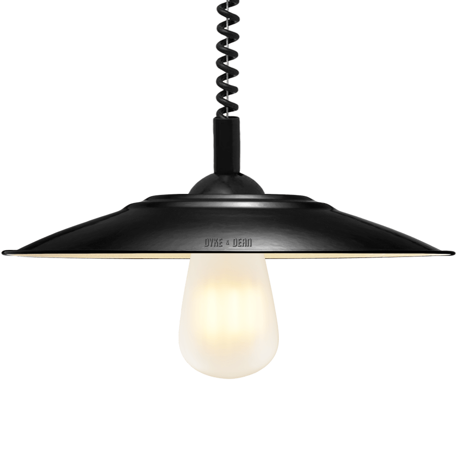 FLAT BLACK ENAMEL RETRACTABLE CORD LIGHT - DYKE & DEAN