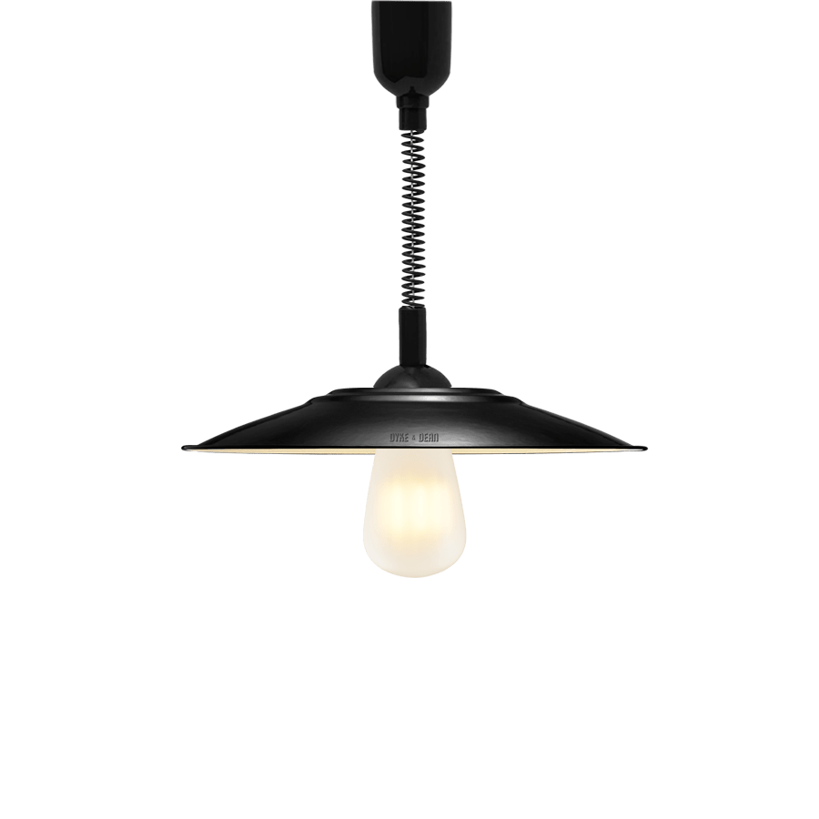 FLAT BLACK ENAMEL RETRACTABLE CORD LIGHT - DYKE & DEAN