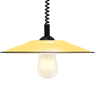 FLAT CUSTARD ENAMEL RETRACTABLE CORD LIGHT - DYKE & DEAN