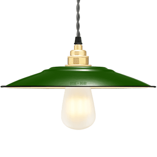 FLAT GREEN ENAMEL SHADE - DYKE & DEAN