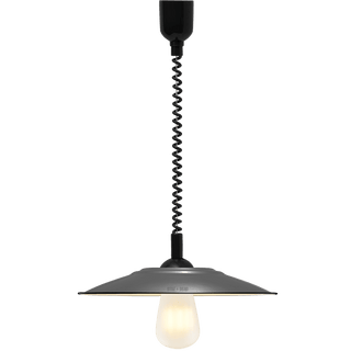 FLAT GREY ENAMEL RETRACTABLE CORD LIGHT - DYKE & DEAN