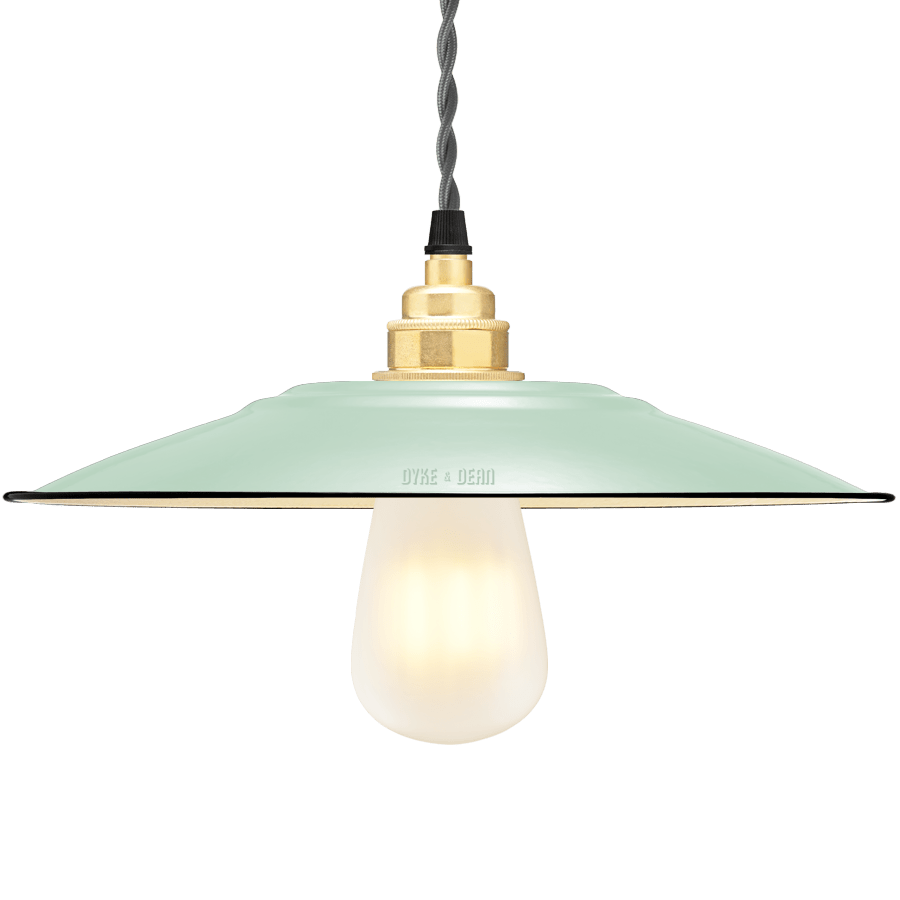 FLAT MINT GREEN ENAMEL SHADE - DYKE & DEAN