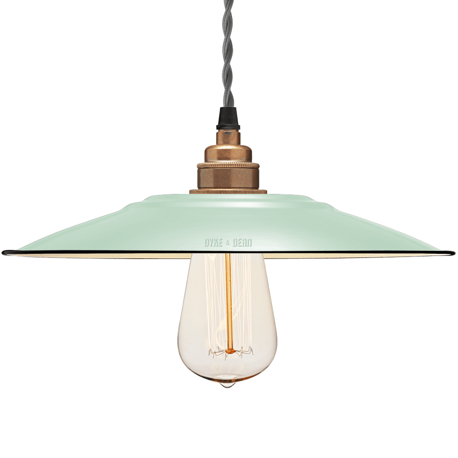 FLAT MINT GREEN ENAMEL SHADE - DYKE & DEAN