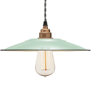 FLAT MINT GREEN ENAMEL SHADE - DYKE & DEAN