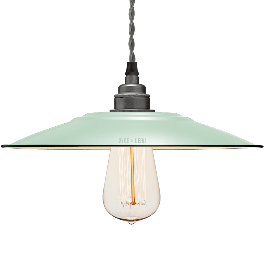 FLAT MINT GREEN ENAMEL SHADE - DYKE & DEAN