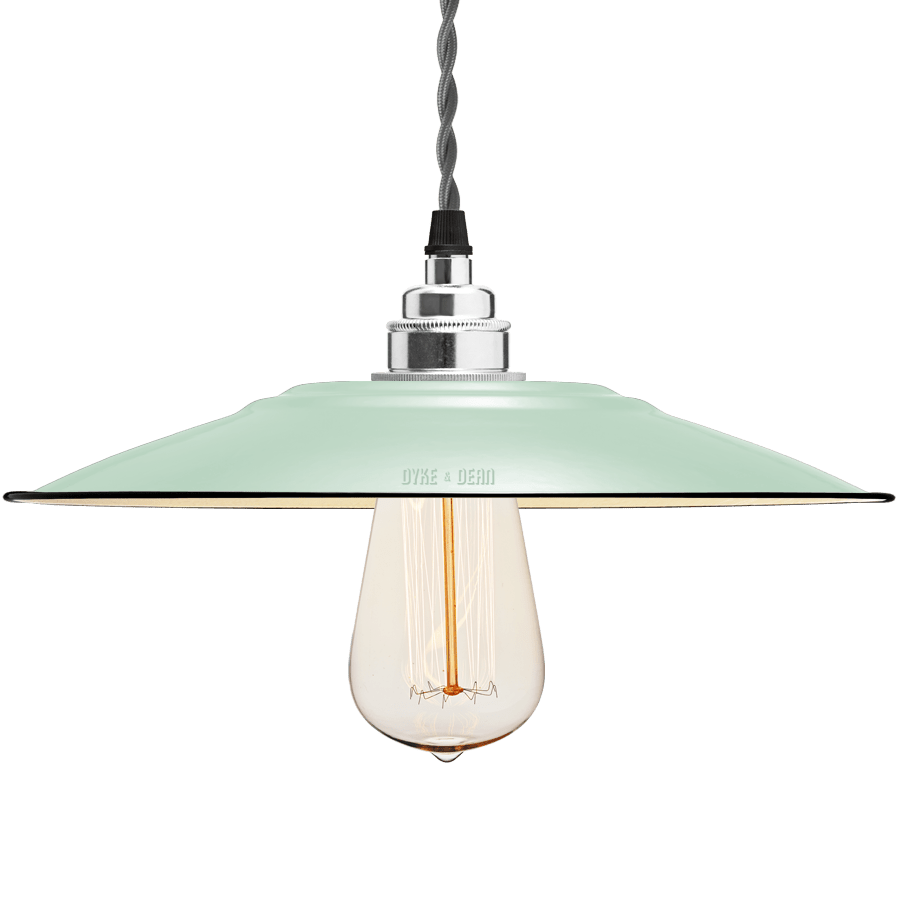 FLAT MINT GREEN ENAMEL SHADE - DYKE & DEAN