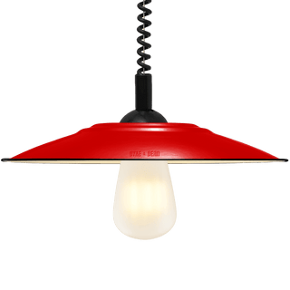 FLAT RED ENAMEL RETRACTABLE CORD LIGHT - DYKE & DEAN