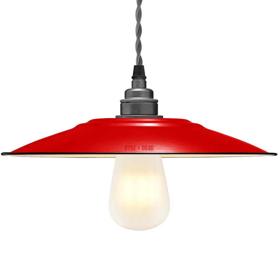 FLAT RED ENAMEL SHADE - DYKE & DEAN