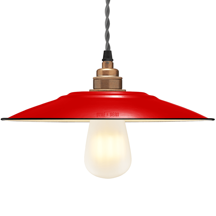 FLAT RED ENAMEL SHADE - DYKE & DEAN