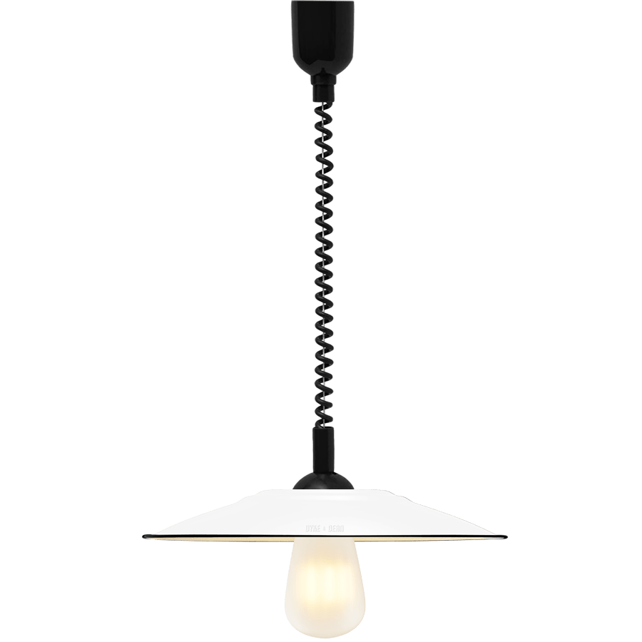 FLAT WHITE ENAMEL RETRACTABLE CORD LIGHT - DYKE & DEAN