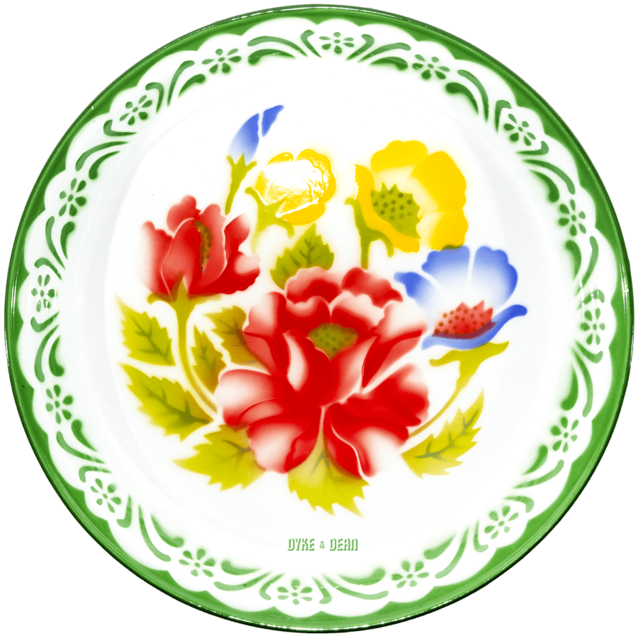FLOWER ENAMEL TRAY GREEN LARGE - DYKE & DEAN