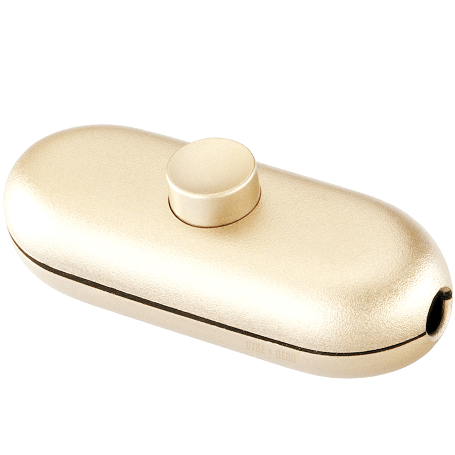 GOLD BUTTON INLINE CABLE LAMP LIGHT SWITCH - DYKE & DEAN