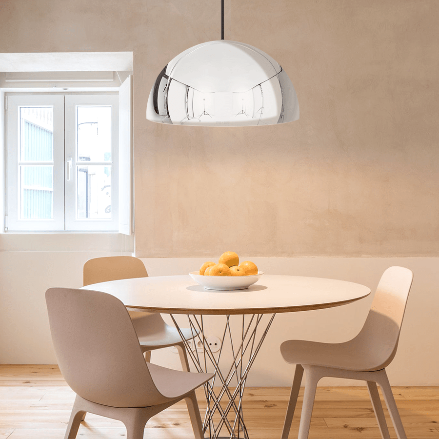 HEMISPHERE DOME PENDANT LIGHT CHROME 600MM - DYKE & DEAN