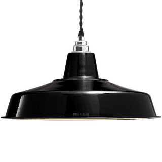 LARGE BLACK ENAMEL SHADE - DYKE & DEAN