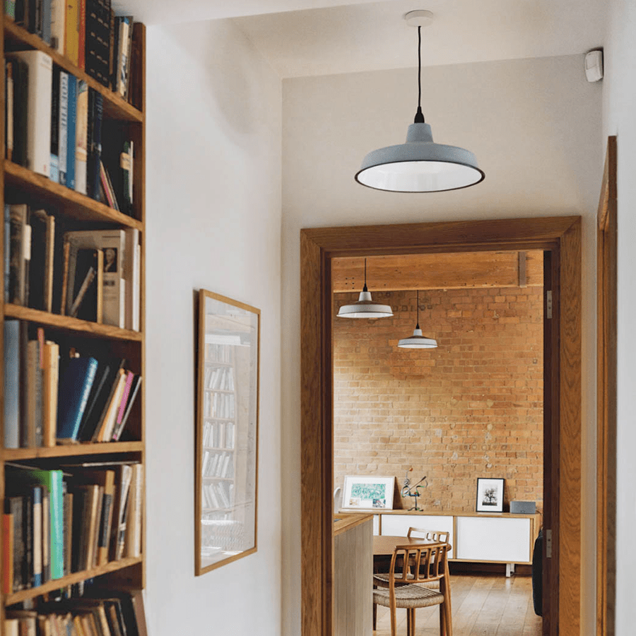 LARGE BLUE ENAMEL SHADE - DYKE & DEAN