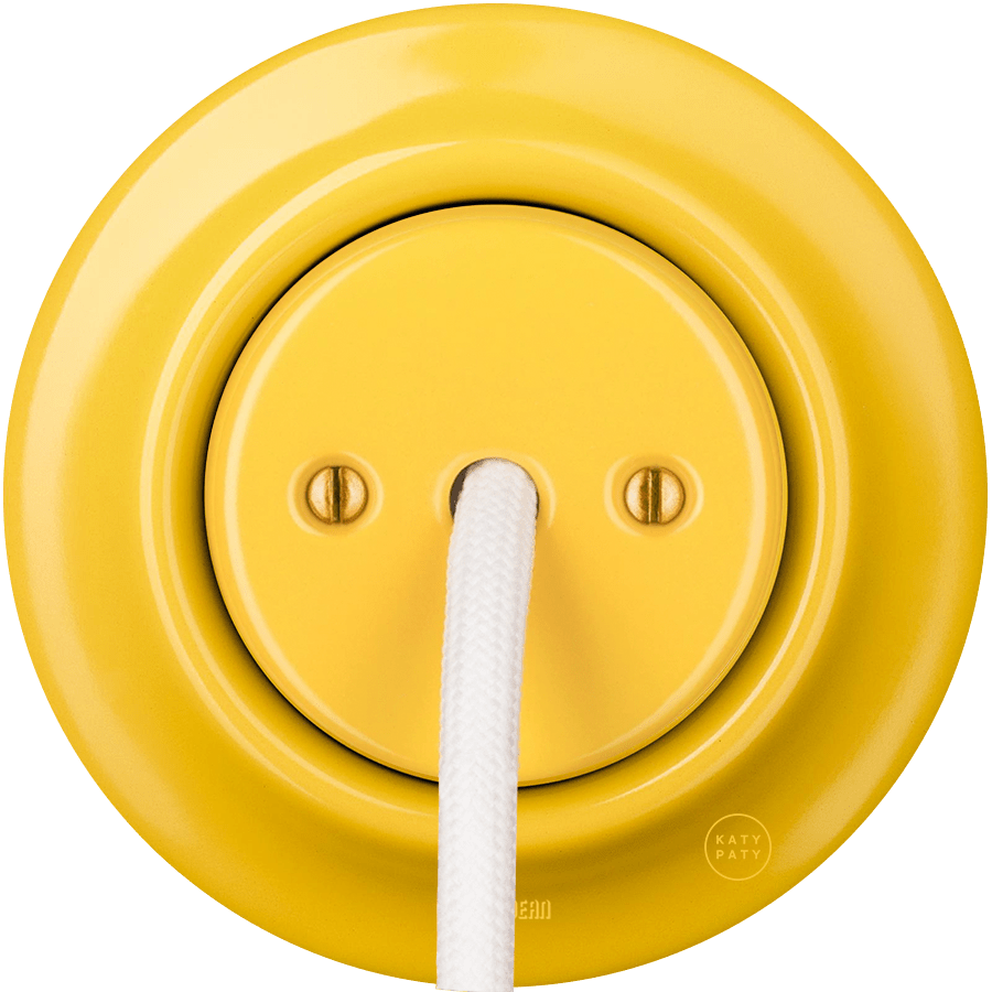 PORCELAIN WALL CABLE GLAND SOCKET YELLOW - DYKE & DEAN