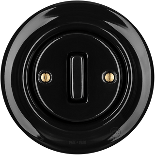 PORCELAIN WALL LIGHT SWITCH BLACK SLIM BUTTON - DYKE & DEAN