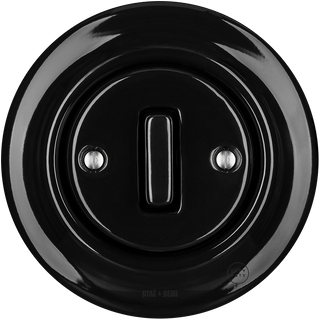 PORCELAIN WALL LIGHT SWITCH BLACK SLIM BUTTON - DYKE & DEAN