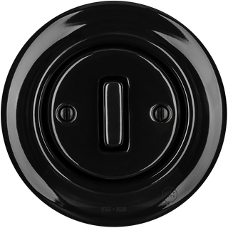 PORCELAIN WALL LIGHT SWITCH BLACK SLIM BUTTON - DYKE & DEAN