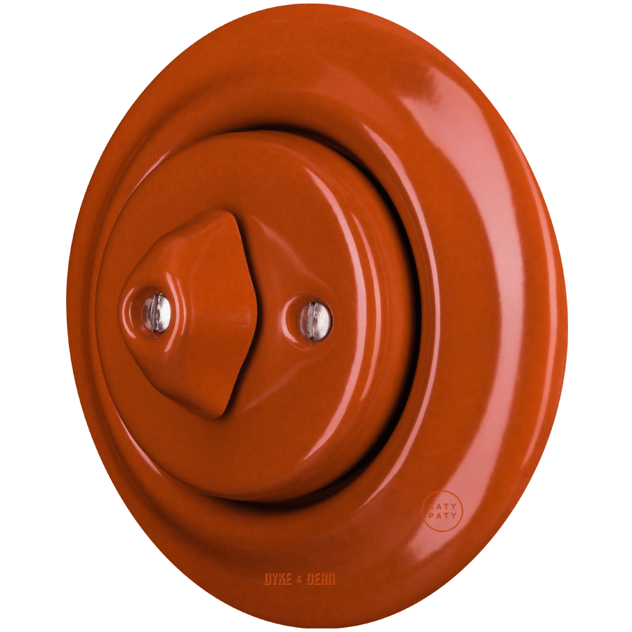 PORCELAIN WALL LIGHT SWITCH BRICK RED ROTARY - DYKE & DEAN