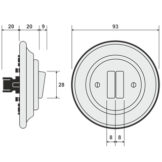 PORCELAIN WALL LIGHT SWITCH BRONZE DOUBLE - DYKE & DEAN