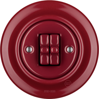 PORCELAIN WALL LIGHT SWITCH BURGUNDY 2 TOGGLE - DYKE & DEAN